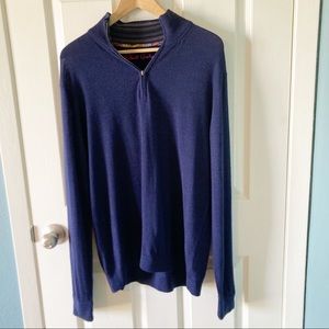 Robert Graham quarter zip 100% wool pullover sweater size Large